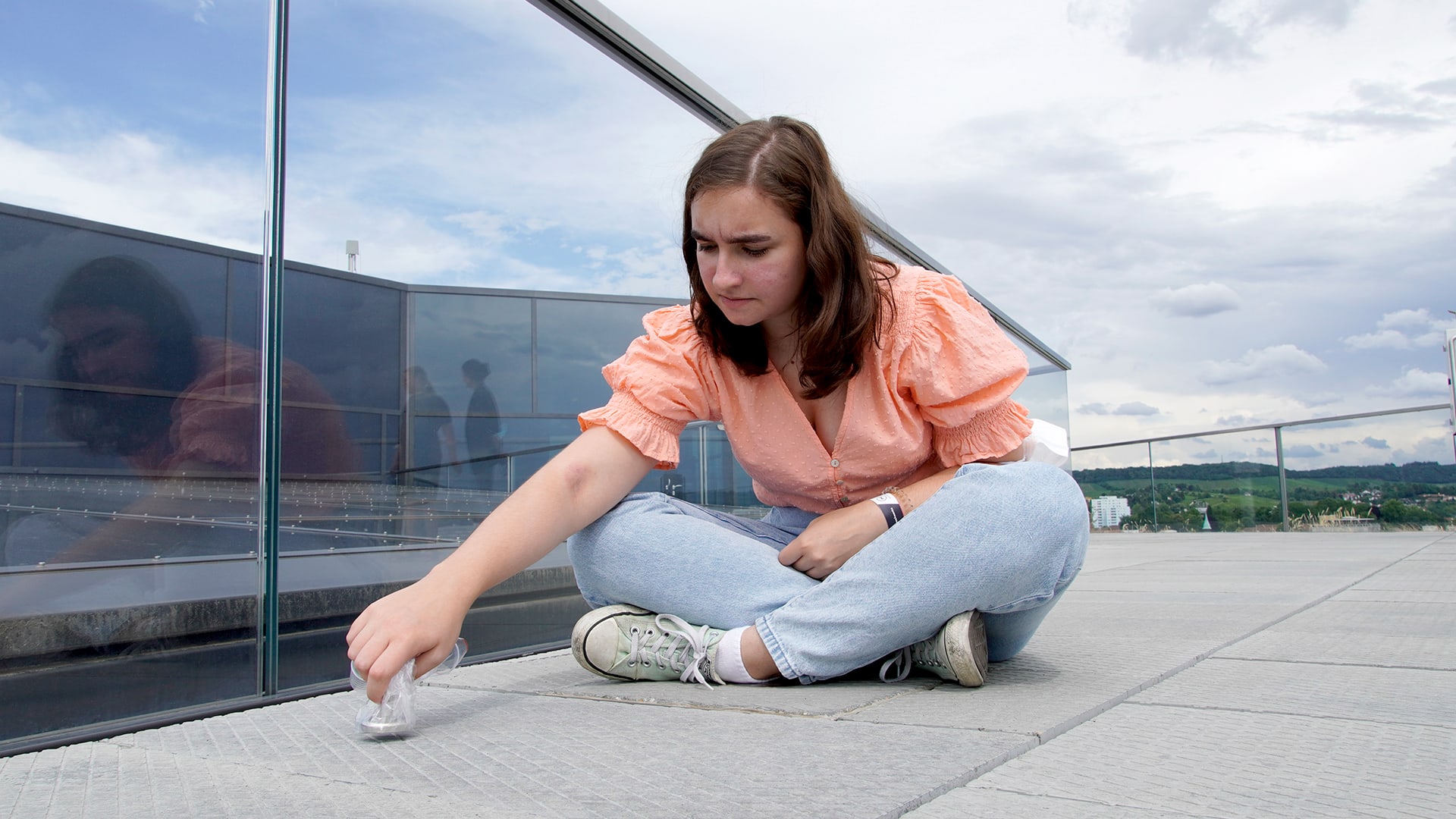 Mädchen auf der experimenta Dachterrasse